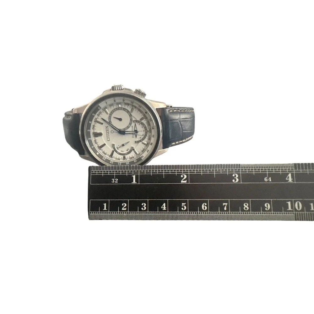 Citizen Eco-Drive World Time Watch‎ Mens OS Blue Silver Perpetual Calendar 8729